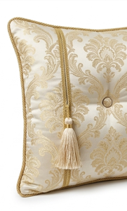 Canapé en velours traditionnel avec pompons dorés et bordure en corde pour la décoration du salon - Product Image 5