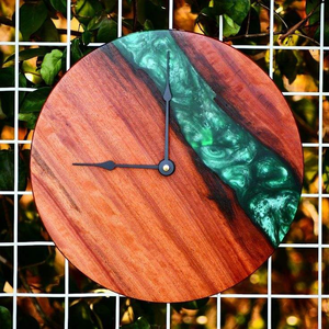 India Handicraft Wooden and Epoxy Resin Wall <b>Clock</b> Resin Best Style Personalized <b>Clock</b> with Black & Golden Color - Product Image 3