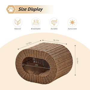 บ้านแมวแบบถักมือสำหรับใช้ในบ้าน แข็งแรง ทนทาน เหมาะสำหรับแมวหลายตัว พร้อมเสื่อสองด้านสำหรับทุกฤดู - Product Image 3