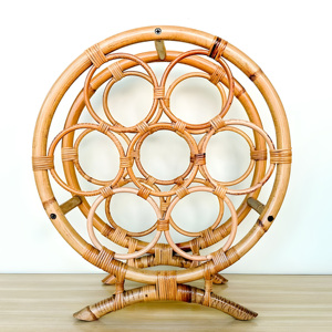Round Bamboo Rattan <b>Wine</b> Bottle Holder Storage Shelf <b>Racks</b> Organizing <b>Rack</b> for Stacking Bottles - Product Image 4