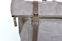 Sac à dos en cuir véritable et toile, résistant à l'eau, tendance, décontracté, pour voyage, école, ordinateur portable, fermeture éclair, logo personnalisé, fabrication LCB-0097