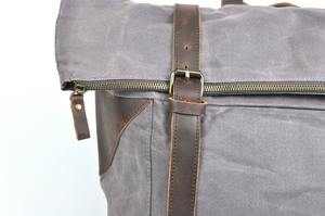 Mochila de Lona y Cuero, Estilo Casual, para Viajes, Escuela, Portátil, Venta al Por Mayor, Logotipo Personalizado de Fábrica, LCB-0097 - Product Image 2