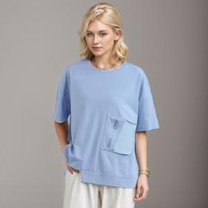 T-shirt blanc 100 % coton tricoté pour femme, style décontracté, écologique, biowashed, 160 GSM, coupe classique, manches courtes, imprimé - Product Image 2