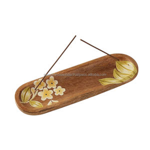 Plateau d'encens en bois à motif floral Support en forme de bateau fabriqué à la main Idéal pour la spiritualité de l'aromathérapie et plus en plusieurs options - Product Image 4