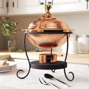 Moderno calentador de alimentos tipo buffet de latón con tapa y soporte, duradero para el hogar, hoteles, restaurantes e industria de la hostelería - Product Image 3