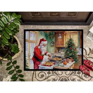 Felpudo de galletas de Papá Noel y Papá Noel antideslizante para interior/exterior, alfombra lavable de pila baja, alfombrilla para puerta delantera de 24H X 36W - Product Image 3