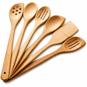 Juego de Utensilios de Cocina de Madera de Primera Calidad, 6 Piezas, Cucharas y Espátulas de Madera Natural Ecológicas para Utensilios de Cocina Antiadherentes, Resistentes al Calor - Product Image 6