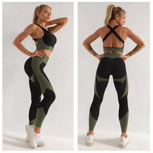 Ensemble de yoga écologique sans couture pour femmes, soutien-gorge de sport zippé, leggings taille haute, séchage rapide, vêtements de sport et de fitness - Product Image 2
