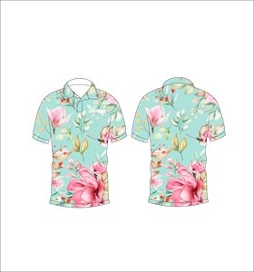 Polo personnalisé Tropical Lily respirant et léger pour le golf, vêtement d'équipe à manches courtes, sublimation florale, performance optimale - Product Image 2