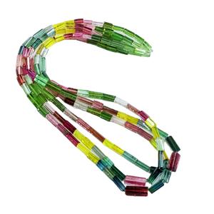 Forma de tubo de turmalina natural Cuentas de piedras preciosas multicolores Cuentas de piedra diversas para manualidades y decoración - Product Image 1