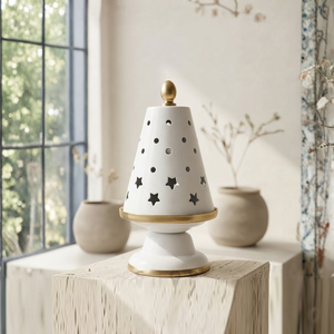 Charming White And Gold Metal Incense Burner Featuring <b>Star</b> And Dot Cutouts Beautiful Festive Home <b>Decor</b> And Fragrance Piece - Product Image 2