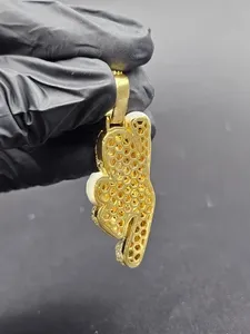 Men's Cartoon Pendant 14K Yellow Gold Plated 3Ct Round Cut Real Moissanite - Product Image 6