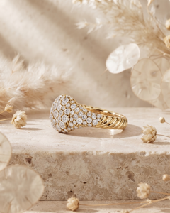 Wholesale Custom 14K Gold Diamond Pave <b>Dome</b> Signet <b>Ring</b> Luxury Iced Out Cluster Statement <b>Ring</b> OEM ODM Jewelry Manufacturer - Product Image 4