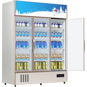 Enfriador de Bebidas Vertical con Luz LED Comercial, Refrigerador con Puerta de Vidrio de 35 °C para el Hogar, Refrigerador Comercial para Vino y Bebidas - Product Image 1