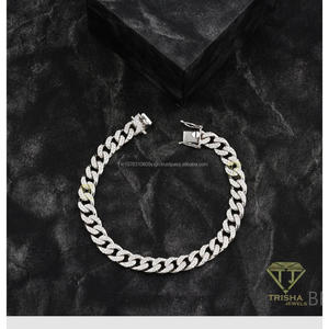 Fully <b>Iced</b> <b>Out</b> Cuban <b>Chain</b> Bracelet with Hand Set Diamond Look Stones and Luxury Statement Finish - Product Image 1