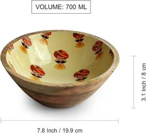 Bol en bois naturel écologique imprimé pour les repas quotidiens, bol à salade en bois imprimé fait main durable pour la maison à bas prix - Product Image 6