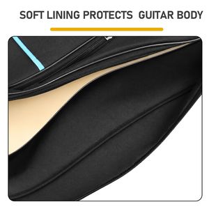 Borsa per Chitarra Acustica da 41 Pollici in Tessuto Oxford 600D con Linea Blu, Custodia Rigida per Basso Nera con Chiusura a Cerniera - Product Image 3