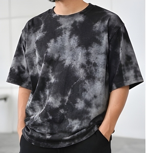 Camiseta Oversize con Estampado Tie-Dye Neón, 240 GSM, Algodón Grueso, Corte Holgado, Hombros Caídos, Estilo Urbano, Camiseta Moderna de Verano - Product Image 4