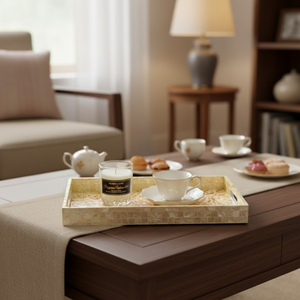 ถาดเสิร์ฟเคลือบเงาสีสันสดใส ถาดตกแต่งกลางโต๊ะกาแฟ ถาดงานฝีมือเคลือบเงา - Product Image 3