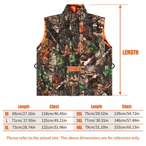 Gilet de chasse unisexe pour adultes, camouflage orange, softshell, polyester, imperméable, sans manches, fermeture éclair sur le devant, vêtements d'extérieur pour l'hiver - Product Image 2