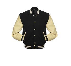 Veste universitaire personnalisée de haute qualité pour homme, en cuir noir, avec broderies et patchs, style Letterman tendance - Product Image 4