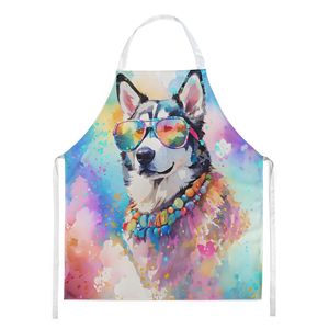 Husky sibérien Hippie Dawg unisexe adulte tablier multicolore grande cuisine cuisine cuisson artisanat jardinage serveur pour hommes femmes - Product Image 1