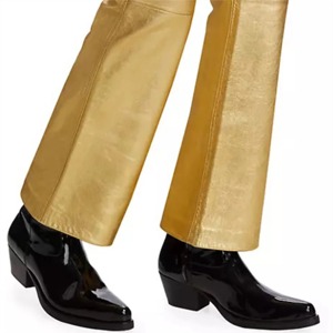 Nouveauté Pantalon en cuir tendance pour femmes Noir Coupe ajustée Pantalon en cuir véritable doux pour toutes les saisons - Product Image 5