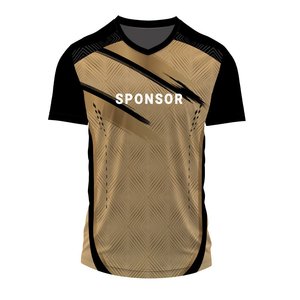 เสื้อวอลเลย์บอลแขนสั้นน้ำหนักเบาคุณภาพสูงสำหรับทุกเพศ ผลิตจากโพลีเอสเตอร์ 100% สีทองดำ แห้งเร็ว เหมาะสำหรับกีฬาฟุตบอล - Product Image 1