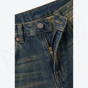 Pantalon cargo en jean léger délavé à l'acide, taille haute, coupe droite, en coton, style streetwear décontracté pour homme, collection automne, vente en gros et personnalisation - Product Image 6
