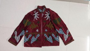 Veste courte en velours luxueux et doux, style bohème, broderie Suzani, motif cactus et oiseaux, manteau d'hiver tendance - Product Image 3