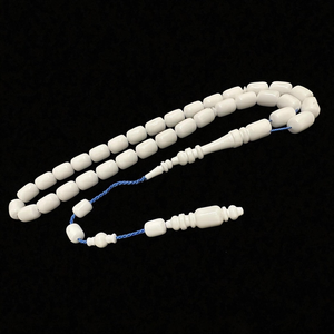 Tasbih Catalin blanc, perles de prière taillées en capsule, pompon, chapelet islamique, cadeau pour homme - Product Image 1