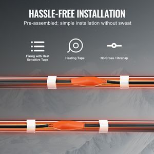 Cable Calefactor para Tuberías de 60 Pies y 7W/FT con Termostato Integrado, Cable FEP Impermeable para Protección de Mangueras de PVC y Metal, Cinta Térmica de 7W/FT para Tuberías - Product Image 6