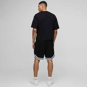 ชุดเสื้อยืดทรงบ็อกซี่และกางเกงขาสั้นบาสเก็ตบอล Pour Homme สำหรับผู้ชาย เสื้อผ้าสตรีทแวร์คุณภาพสูง ผ้าฝ้าย 100% ชุดลำลองสำหรับฤดูร้อน - Product Image 2