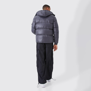 Nouvelle conception, veste matelassée pour homme, couleur unie, col montant, polyester, imperméable, coupe-vent, écologique, sport, automne, logo sur le devant - Product Image 1