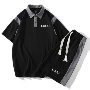 Custom Private logo Casual Sports Two Piece <b>Set</b> High Quality Soft 100% Cotton T-shirt and Shorts <b>Set</b> for Men - Product Image 1