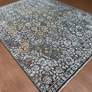 8x10 Ft Hand Knotted Silk Vintage Persian Charcoal Black Area Carpet for Bedroom & Hotel - Product Image 3