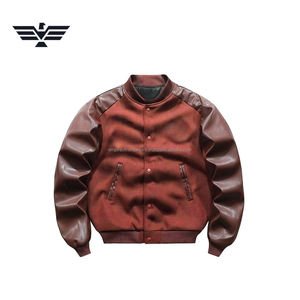 Chaqueta Varsity de Invierno Personalizada para Hombre, de Alta Calidad, en Poliéster/Algodón, Resistente al Viento, Forrada de Felpa, con Cuello Alto, Bordada y Recubierta, Estilo Casual - Product Image 4