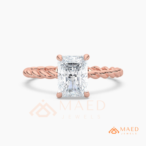 Rose Gold Radiant Cut Moissanite Engagement Ring Lab Grown Diamond Bridal Jewelry Women USA Anniversary - Product Image 5
