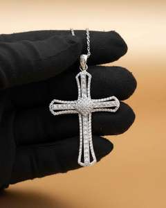 Collar con Cruz de Diamantes Moissanite VVS, Joyería Cristiana, Plata 925, Colgante con Incrustaciones de Diamantes, Colgante Hip Hop, Colgante de Fe, Regalos Bapistam - Product Image 4