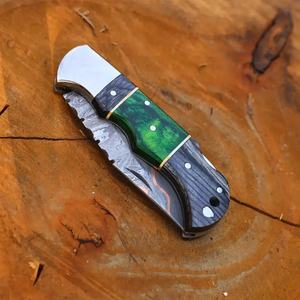 Cuchillo de Bolsillo Jexmoo Personalizado Hecho a Mano de Acero de Damasco de Grado Industrial con Funda de Cuero OEM para Regalo de Aniversario o Regalo para Padrinos de Boda - Product Image 3