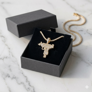 Bijoux de mode élégants de qualité supérieure, pendentifs en or massif 10K en forme de pistolet UZI avec diamants de laboratoire, prix de gros en provenance d'Inde - Product Image 4