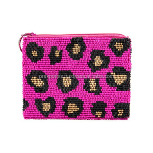 Bolso de mano de lona con estampado de leopardo y cuentas, bordado con cuentas de semillas, con cremallera, de diseñador, para fiesta de noche, monedero de lujo, pieza llamativa - Product Image 5