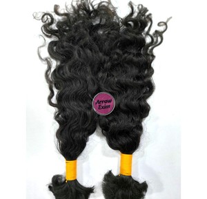 Cheveux indiens Remy bouclés 12A Deep Wave en vrac, trame simple, noir naturel, 100g, sans produits chimiques, Arrow Exim - Product Image 2