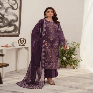 Ramsha Vol MASHAAL-10 Long Maxi Frock Heavy Embroidered Lawn Three-Piece Punjabi Suit for Women <b>Eid</b> <b>Dresses</b> Salwar Kameez - Product Image 5