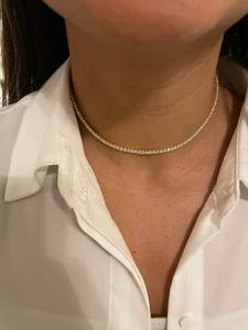 Magnifique Collier Chaîne Tennis en Diamants Taille Brillant VS1, Plaqué Platine, Or Massif 14 carats, Sertissage Griffe, Cadeau de Fiançailles - Product Image 6