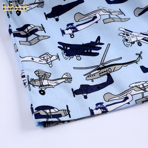 ชุดจั๊มสูทเด็ก Babeeni ลายเครื่องบินน่ารัก แบบ OEM ODM ชุดรอมเปอร์เย็บสม็อค ติดกระดุมแป๊ก - BB3572 ผ้าฝ้ายออร์แกนิค 100% - Product Image 4