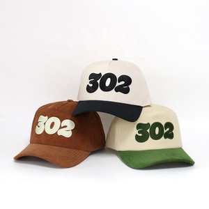 Embroidered Corduroy Baseball Cap Unisex Adjustable 6-Panel Hat Casual Spring Summer Style <b>Adult</b> 58-60CM - Product Image 1