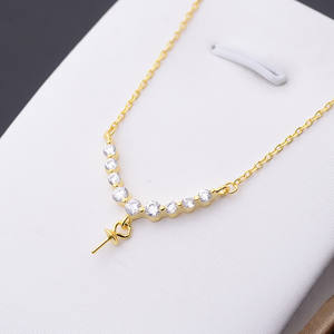 Collier en argent S925 pour femmes, chaîne de clavicule personnalisée avec pendentif en perle, accessoire de mode vide à faire soi-même - Product Image 2