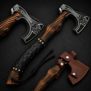 Hacha Vikinga Decorativa – Regalo Único para Papá, Hoja de Acero al Carbono con Mango de Cuero, Perfecta para Bushcraft o Exhibición - Product Image 1