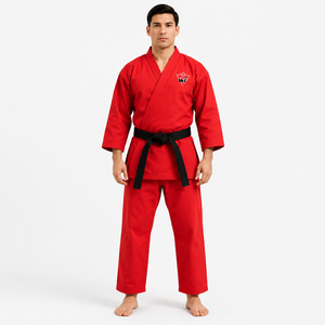 Uniforme de Karate Premium Naranja para Adultos, Traje de Artes Marciales de Algodón Grueso con Cinturón Negro - Product Image 1